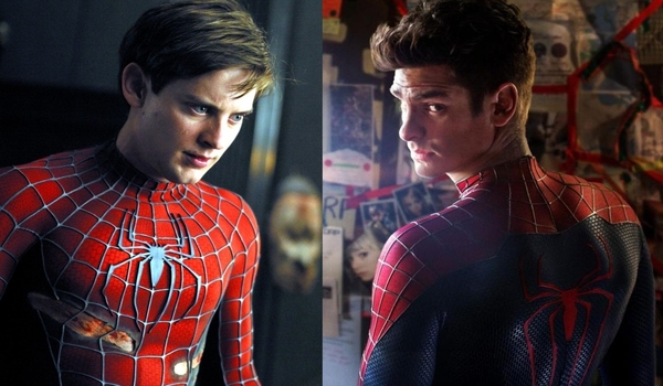 Tobey Maguire as Spider-man from the 2007 Spider-man film and Andrew Garfield as Spider-man from The Amazing Spiderman film